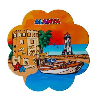 Alanya Themed Daisy Trivet with Regional Name Design - Standart