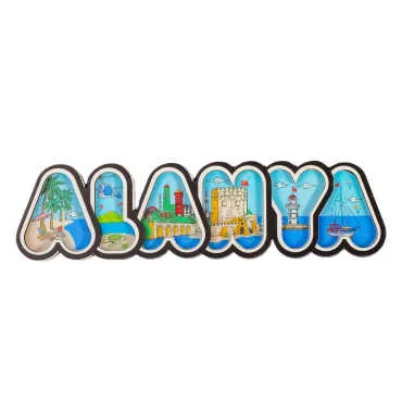 Alanya Themed Wooden Customised City Name Letter Souvenir Fridge Magnet - 8