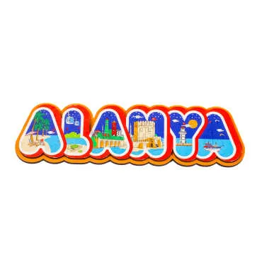 Alanya Themed Wooden Customised City Name Letter Souvenir Fridge Magnet - 2