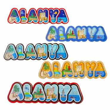 Alanya Themed Wooden Customised City Name Letter Souvenir Fridge Magnet - 4