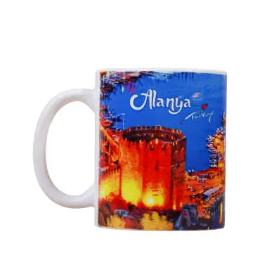 Alanya Themed Customised Porcelain Souvenir Travel Mug 80x95 mm