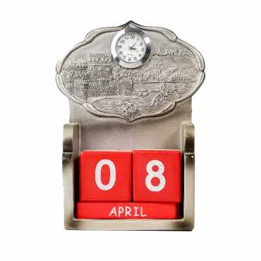 Alanya Themed Polyester Clock Calendar 85x43x135 mm