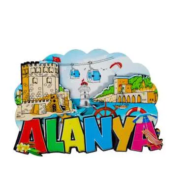 Alanya Themed Wooden Customised 2D Souvenir Fridge Magnet - 7