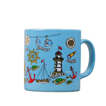 Wholesale Alanya Themed Ceramic Traditional Mug T 82*90 mm - 2