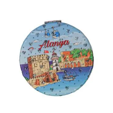 Toptan Alanya Bölgesi Temalı Myros Yuvarlak Pu Ayna - Standart - 4