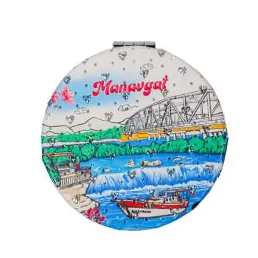 Manavgat Themed Custom Printed Round Pocket Mirror - 5