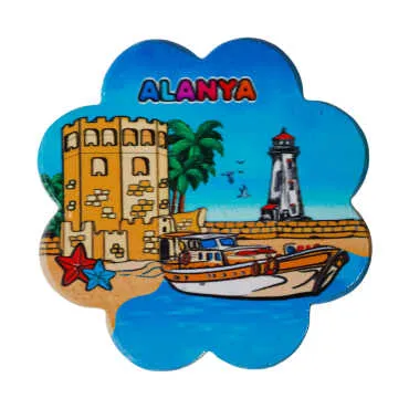 Alanya Themed UV Daisy Traditional Coaster 88 mm - 6