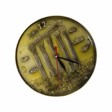 Side Themed Gold Color Polyester Desktop Clock - Standart - 2