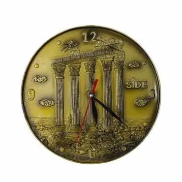 Side Themed Gold Color Polyester Desktop Clock