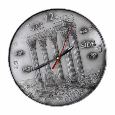 Side Themed Silver Color Polyester Desktop Clock - Standart - 2