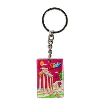 Side Themed Customised UV Printed Plastic Base Rectangle Keyring 31x106 mm