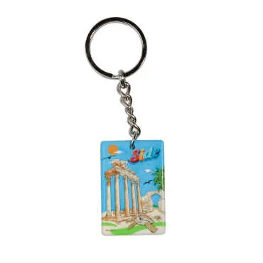Side Themed Customised UV Printed Plastic Base Rectangle Keyring 31x106 mm - 5