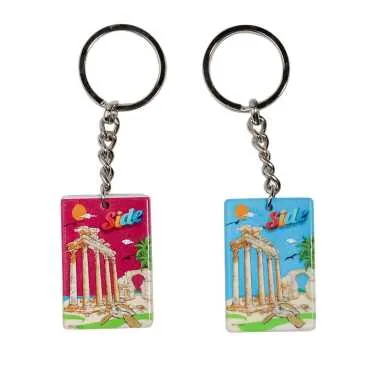 Side Themed Customised UV Printed Plastic Base Rectangle Keyring 31x106 mm - 3