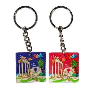 Side Themed Customised Uv Printed Plastic Base Round Keyring 40x108 mm - 3