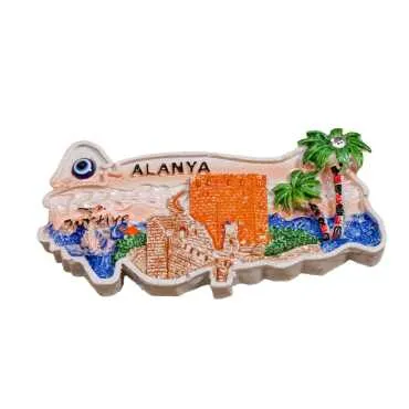 Alanya Themed Polyester Stoned And Nacrous Fridge Magnet - 2