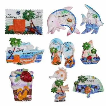 Alanya Themed Polyester Stoned And Nacrous Fridge Magnet - 3
