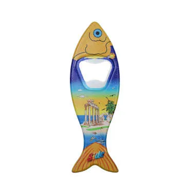 Side Themed Customised UV Printed Fish Shape Printed Plastic Base Bottle Opener 42x130 mm - 5