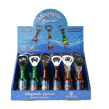 Side Themed Metallic Bottle Opener Refrigerator Magnet