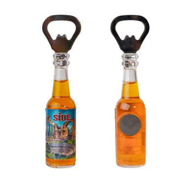 Side Themed Metallic Bottle Opener Refrigerator Magnet - 9
