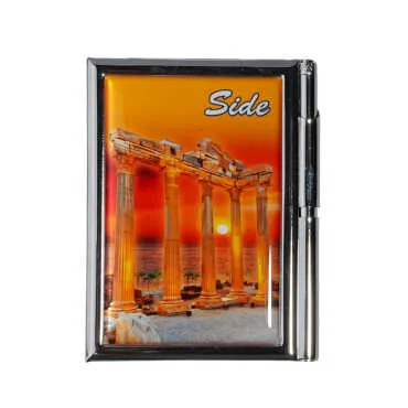 Side Temalı Myros Metal Kalemli Notluk 86x66x8 mm