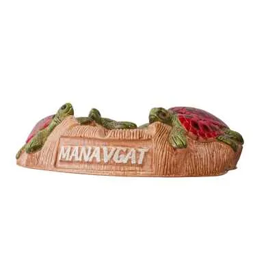 Manavgat Themed Plaster Ashtray with Four Turtles