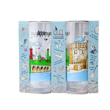 Alanya Temalı İkili Rakı Bardağı Seti