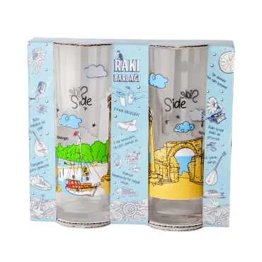 Side Temalı İkili Rakı Bardağı Seti