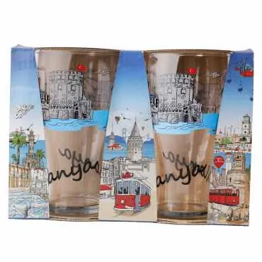 Alanya Themed Double Beer Glass Set