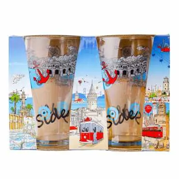 Side Temalı İkili Bira Bardağı Seti