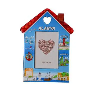 Alanya Temalı Ahşap Ev Şekilli Fotoğraf Çerçevesi