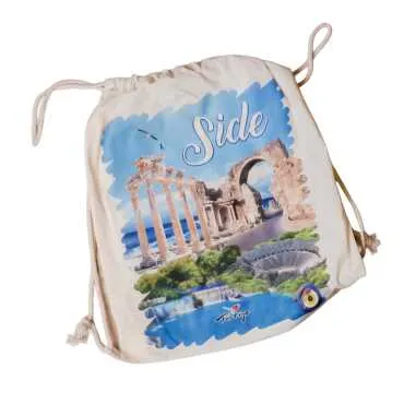 Side Temalı Dijital Baskılı Ham Bez Sırt Çantası 33x43 cm - 5