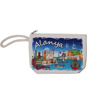 Alanya Themed Digital Print Canvas Wallet 20x27.5 cm
