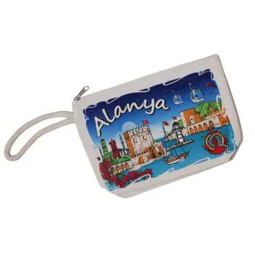 Alanya Themed Digital Print Canvas Wallet 20x27.5 cm - 6