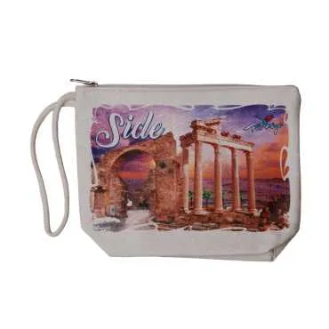 Side Themed Digital Print Canvas Wallet 20x27.5 cm