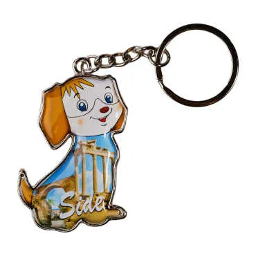 Side Temalı Köpek Şekilli Metal Anahtarlık