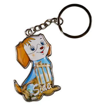 Side Themed Dog Shaped Metal Keychain - 6