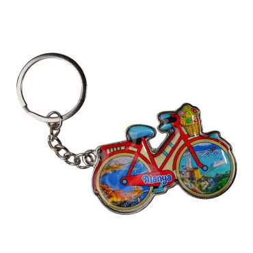 Alanya Themed Bicycle Shaped Metal Keychain - 7