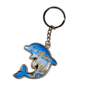 Side Themed Dolphin Shaped Metal Keychain - Standart - 2