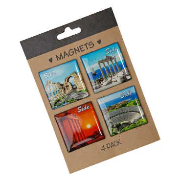 Side Themed Myros Four Piece Carded Refrigerator Magnet Set 40x40 mm - 5