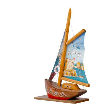 Alanya Temalı Yelkenli Ahşap Magnet - Standart - 2