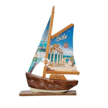 Side Themed Sailboat Wooden Refrigerator Magnet