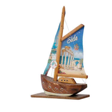 Side Themed Sailboat Wooden Refrigerator Magnet - Standart - 2