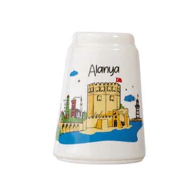 Alanya Themed Traditional Porcelain Salt Shaker Set - Standart - 2