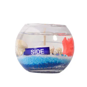 Side Themed Small Round Glass Cup Gel Candle