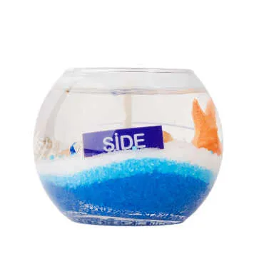 Side Themed Medium Round Glass Candle with Gel Wax