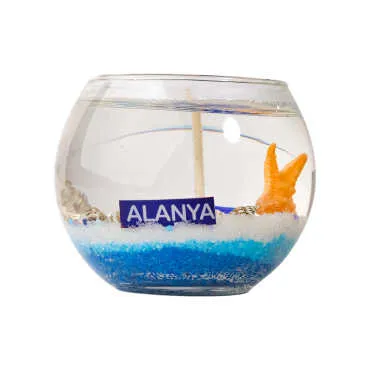 Alanya Themed Large Round Glass Cup Gel Candle
