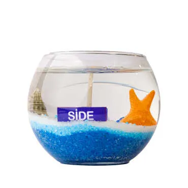 Side Themed Large Round Glass Candle with Gel Wax