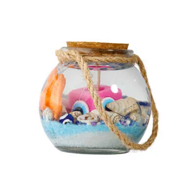 Alanya Themed Cork Lid Glass Jar Small Gel Candle 6x6 cm - Standart - 2