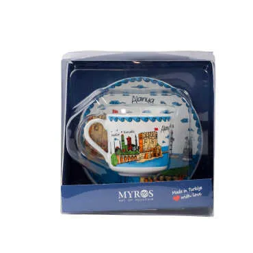 Alanya Themed Single Porcelain Coffee Cup