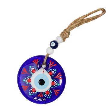 Alanya Themed Mandala Design Glass Evil Eye Wall Hanging 18 cm - 10